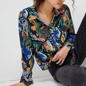 Anthropologie x Margaret Jeane Jungle Daydream Blouse size 6